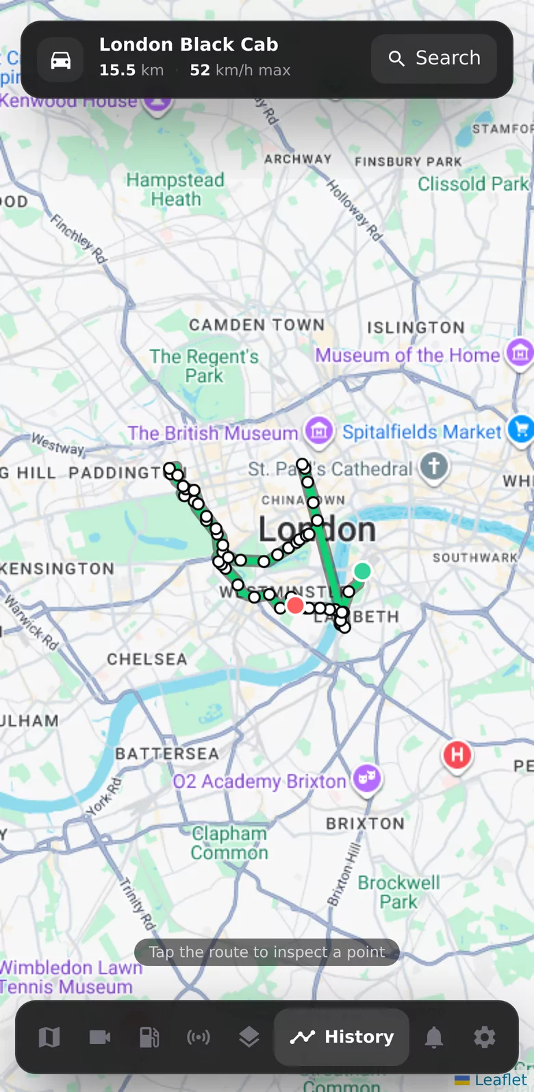 Trip history in the fleet app