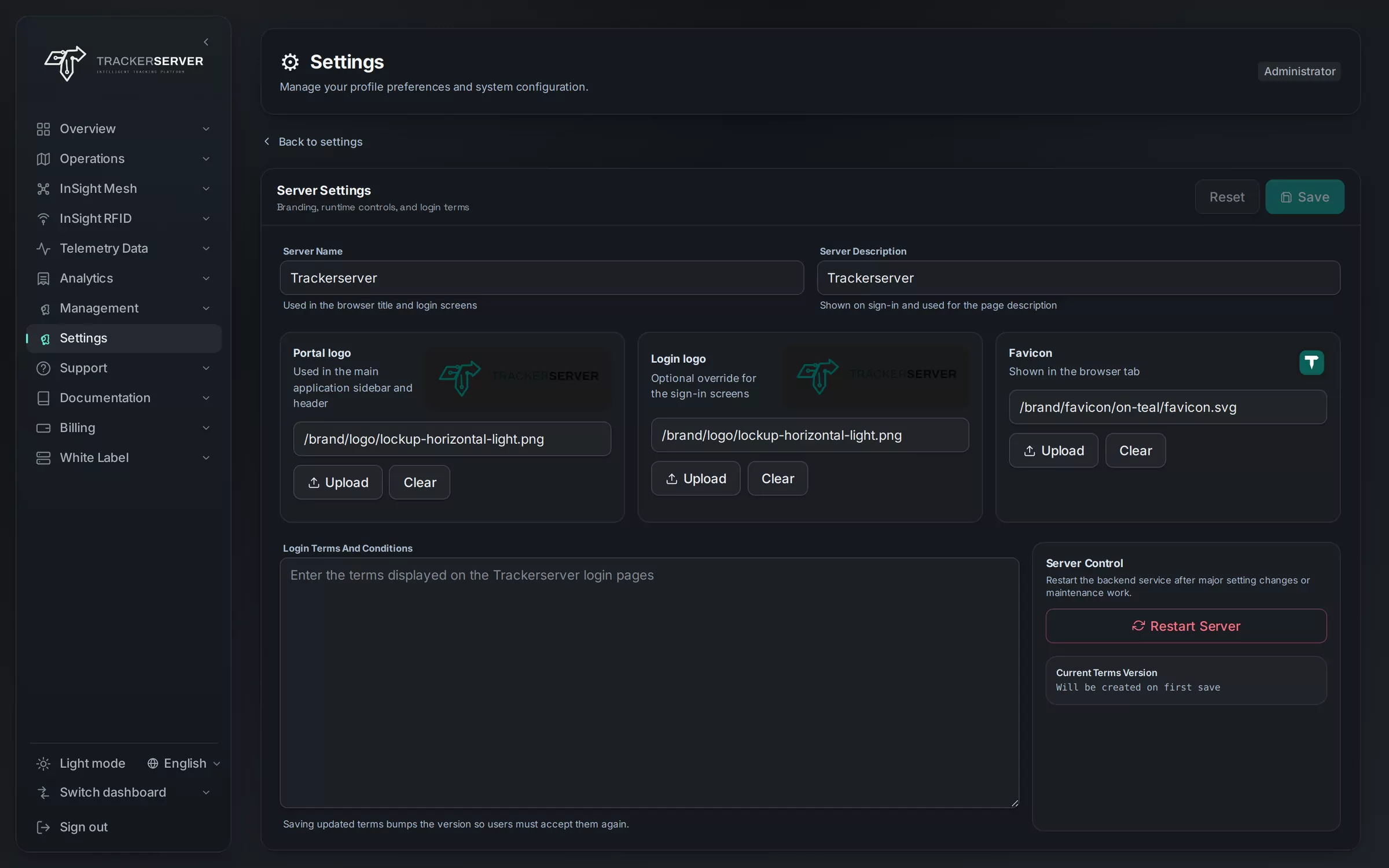 Branding settings for a white-label platform